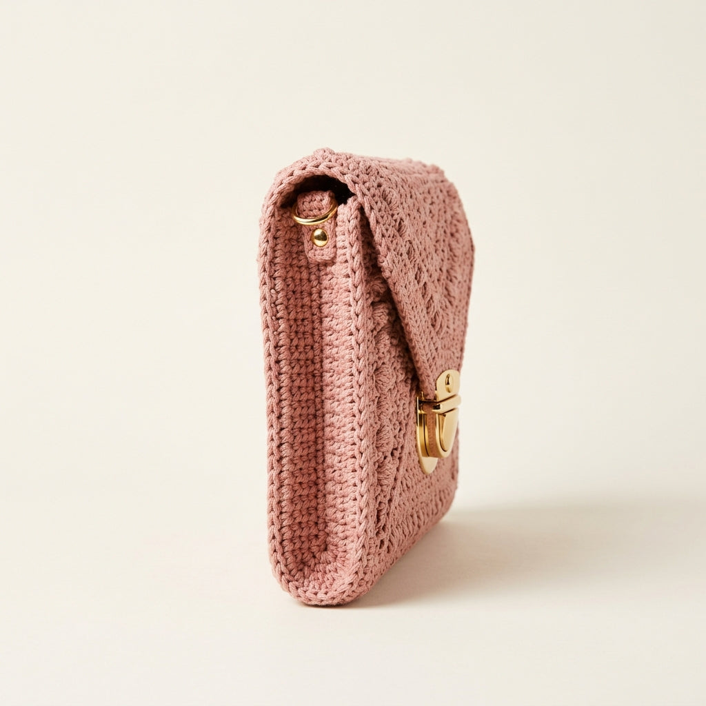 Envelope Woven Clutch Bag - Hand-stitched Knit Purse