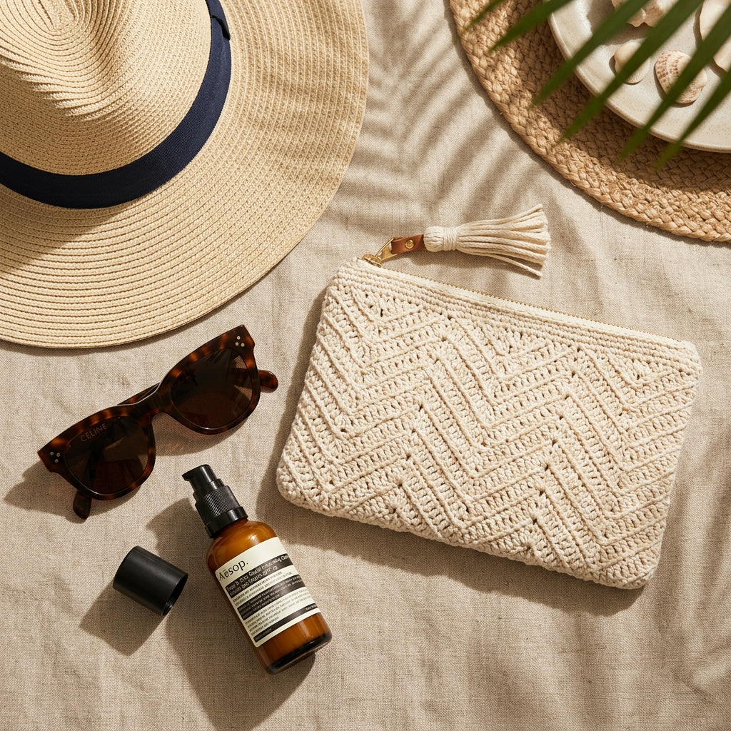 Envelope Woven Clutch Bag - Hand-stitched Knit Purse