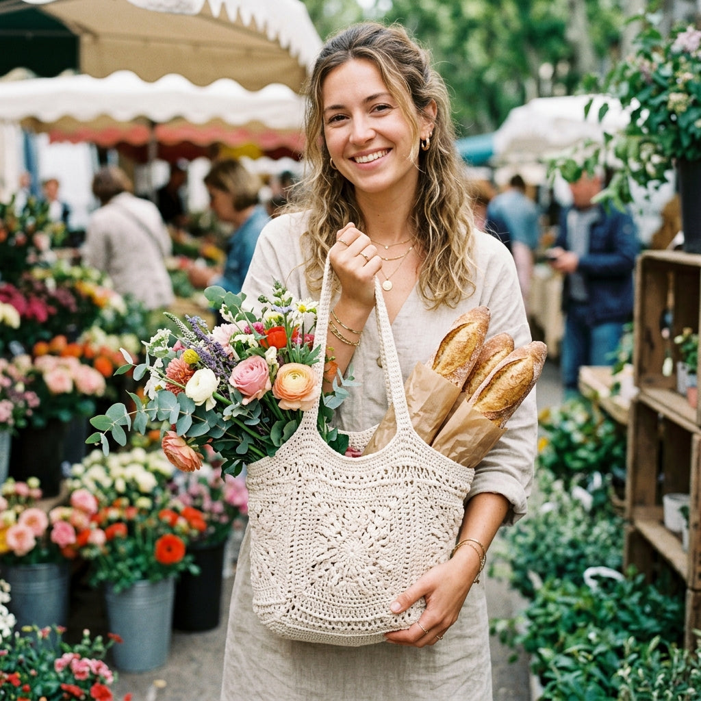 Lotus Woven Net Bag - Expandable Eco Grocery Shopper