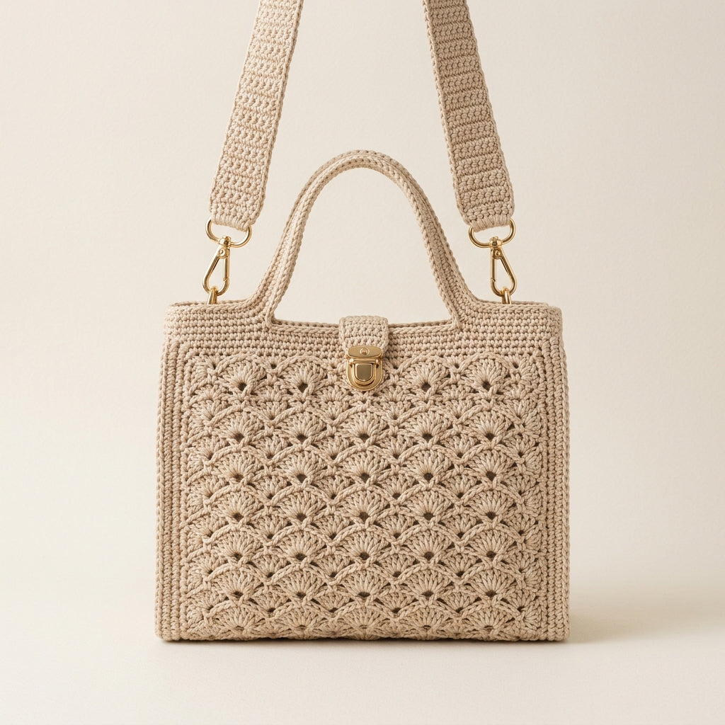 Lotus Shell Crochet Bag - Textured Shell Shoulder Purse