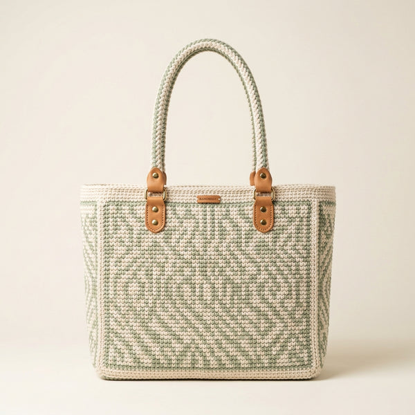 Handmade Crochet Tote Bag - Woven Cotton Shoulder Bag