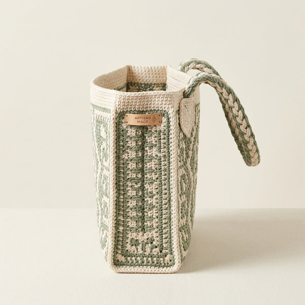Handmade Crochet Tote Bag - Woven Cotton Shoulder Bag